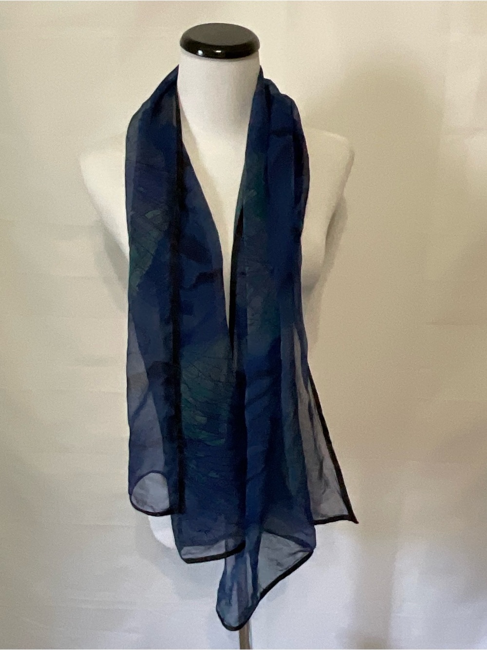 Vintage 100% Silk Bernie of New York Scarf with Satin trim Abstract Watercolor